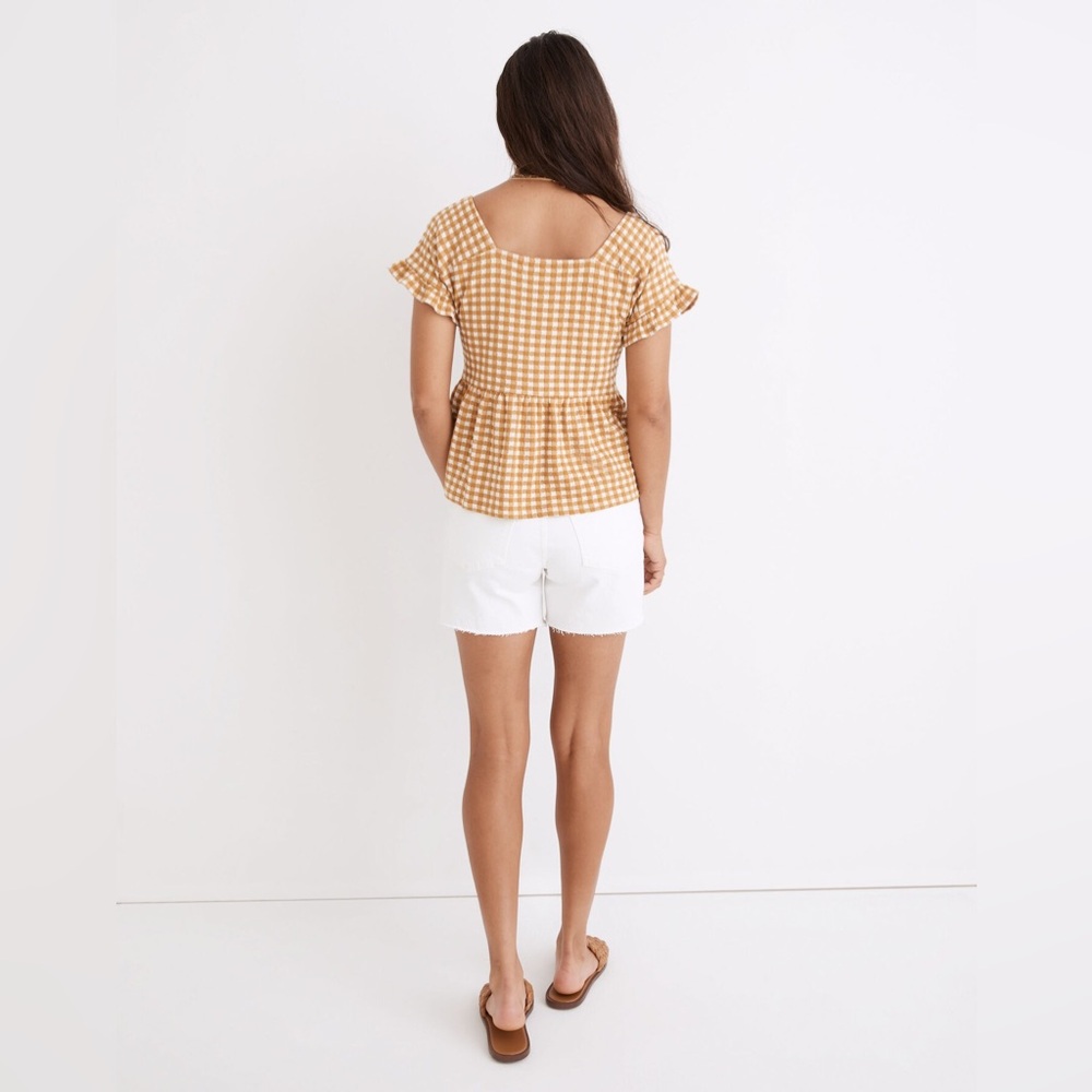 Madewell Gingham Knit Ruffle-Hem Top - Picture 3 of 7